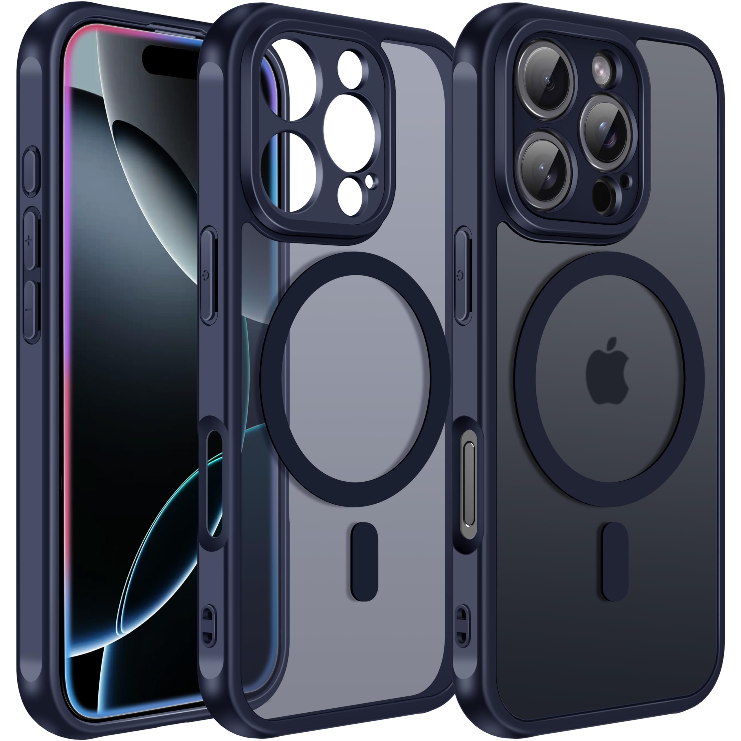 iVoler Cover Magnetica per iPhone 16 PRO Max, [Compatibile con MagSafe] [Protezione Antiurto di Grado Militare] Custodia Traslucida Opaca Posteriore Sottile Silicone Protettiva Case - Blu