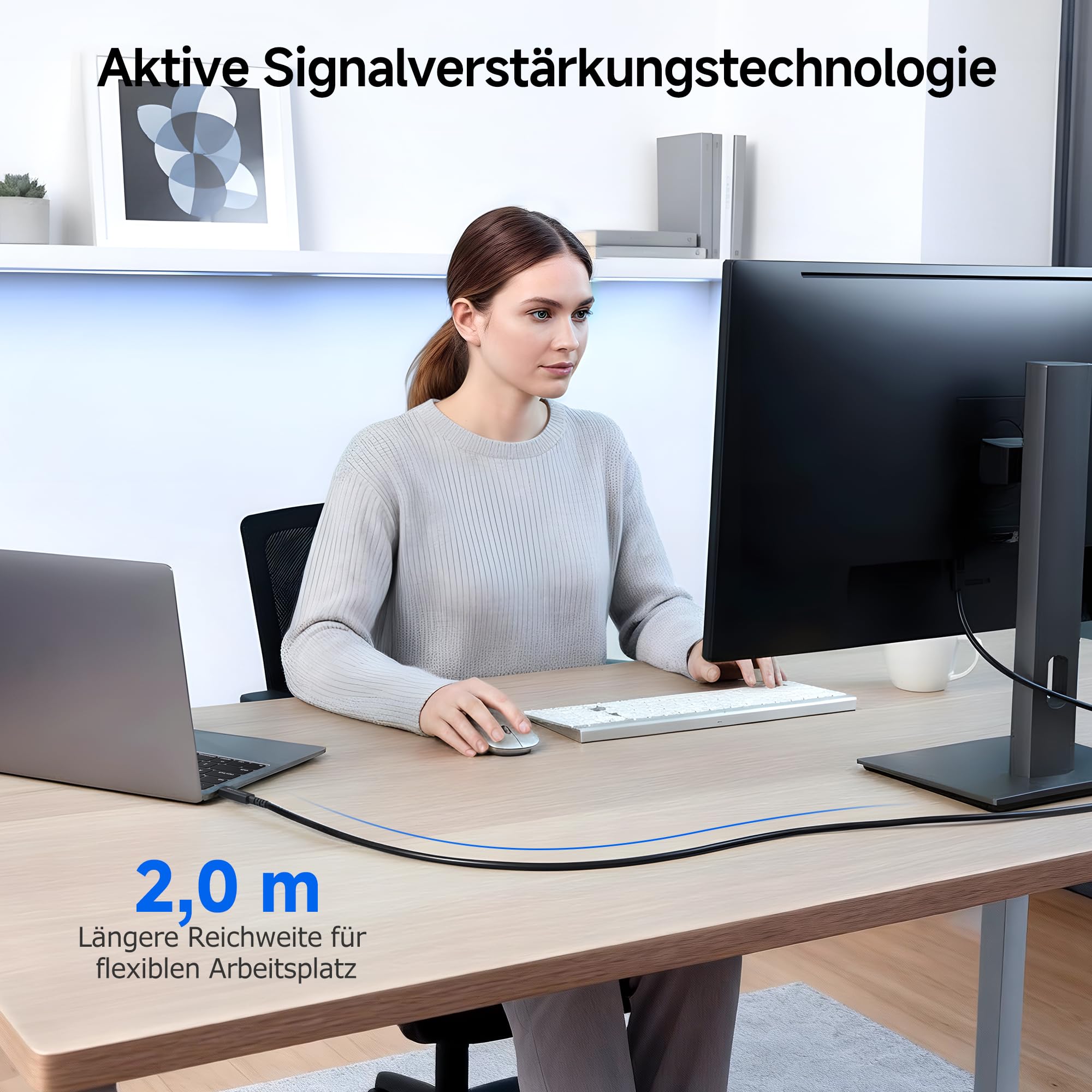 Cable Matters [Intel zertifiziert] Aktives Thunderbolt 5 Kabel 2 m, 80Gbps mit bis zu 120Gbps Bandwidth Boost, 240W USB PD 3.1, 8K Video, kompatibel mit Thunderbolt 4/3, USB4 und USB-C