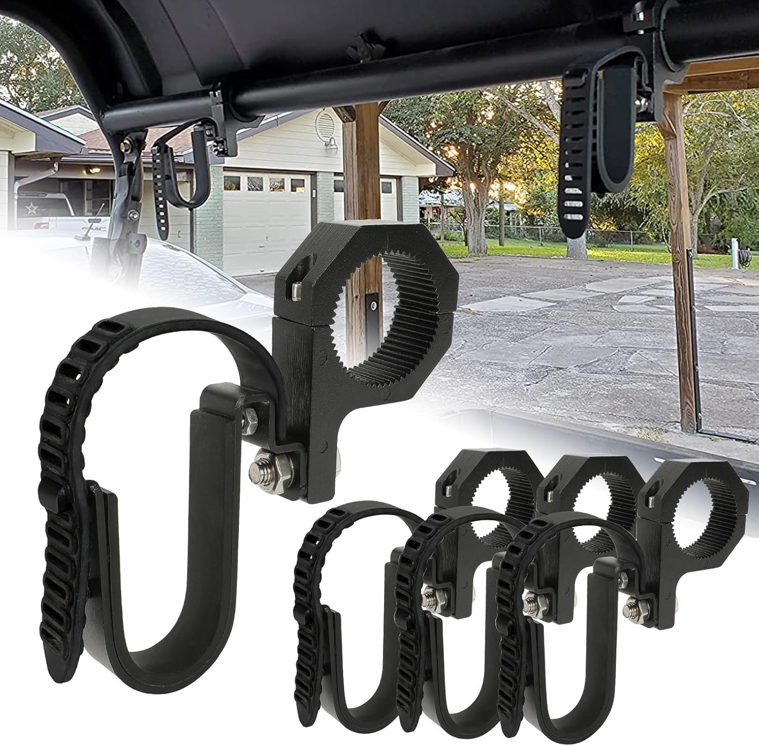 SUNPIE UTV Hunting Tools Racks - Roof Rifle Rack Shovel Bow Holder Mount Storage for SXS Polaris RZR Ranger General Can-Am Kawasaki Pioneer Talon Snowmobile Golf Cart for 1.5’’ to 2’’ Bar