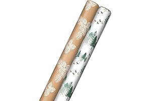 Hallmark Christmas Wrapping Paper Rolls: Green Trees and White Pinecones