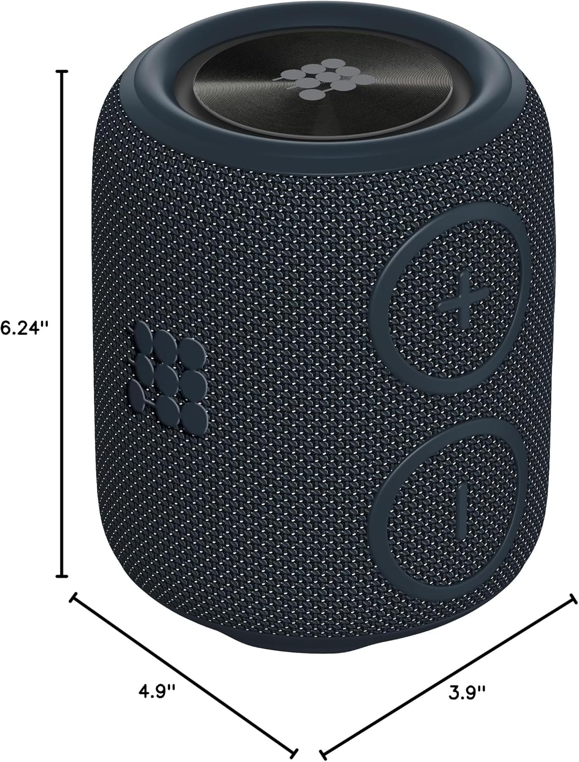 Cubitt Power GO speaker with dimensions labeled