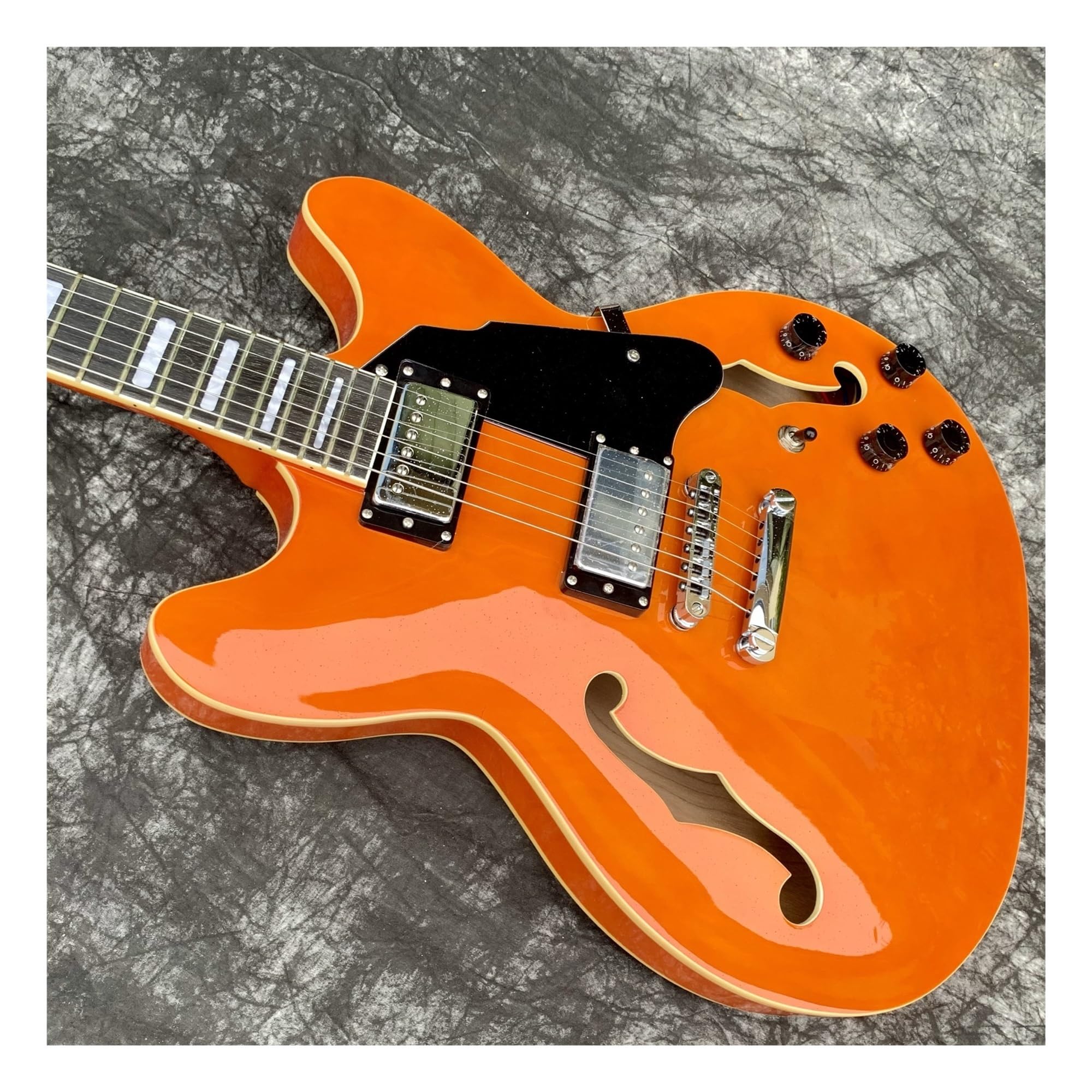 Starter Kit Originale Trasparente Arancione Semi Hollow Jazz Chitarra Elettrica Per Prestazioni