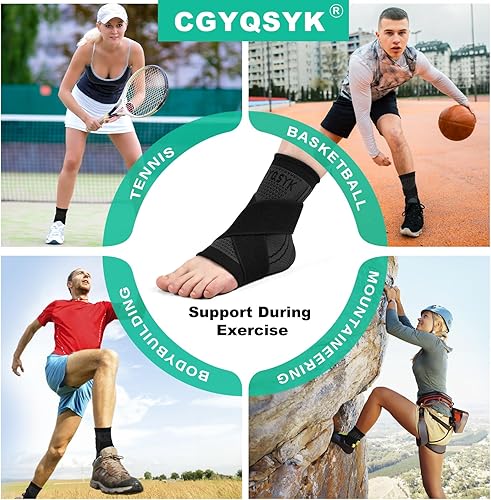 Miniatura 4 de cgyqsyk Ankle Brace, Ankle Support for Women & Men, Ankle Compression Sleeve Ankle Wrap wAnkle Strap for Relief Sprained Ankle, Fasciitis, Achilles