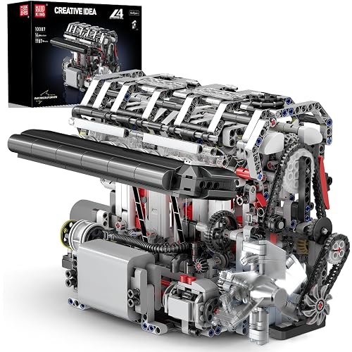 Mould King 10087 L4 Engine Building Kit - Build Your Own L4 Engine Toy, 4-Cylinder Combustion Petrol Car Engine Replica STEM Mechanic Engineering Model Construction for Teens 14+ Years (1787 Pcs)
