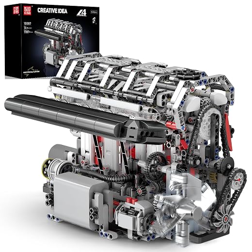 Mould King 10087 Technik L4 Motor Building Blocks Toy, 1787 Pieces 4-Cylinder Engine Kit, Clamping Blocks, Construction Kit, Gift for Boys and Girls