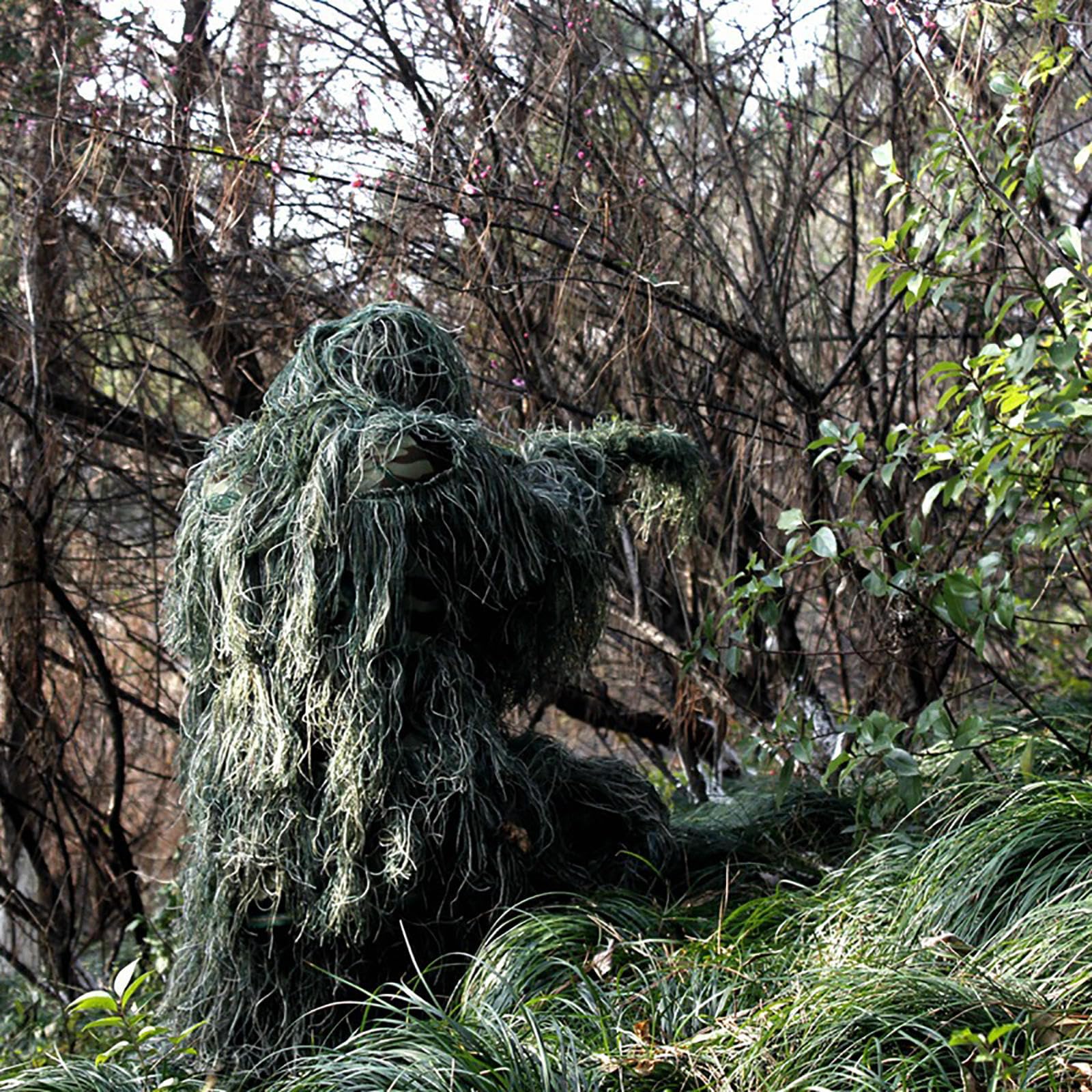 5-Teilige 3D Tarnanzug Camouflage Jagdbekleidung Jagdbekleidung Herren Einschließlich Jacke,Hose,Kapuze,Tragetasche Wald Kostüm für Unisex Erwachsene/Jugendliche