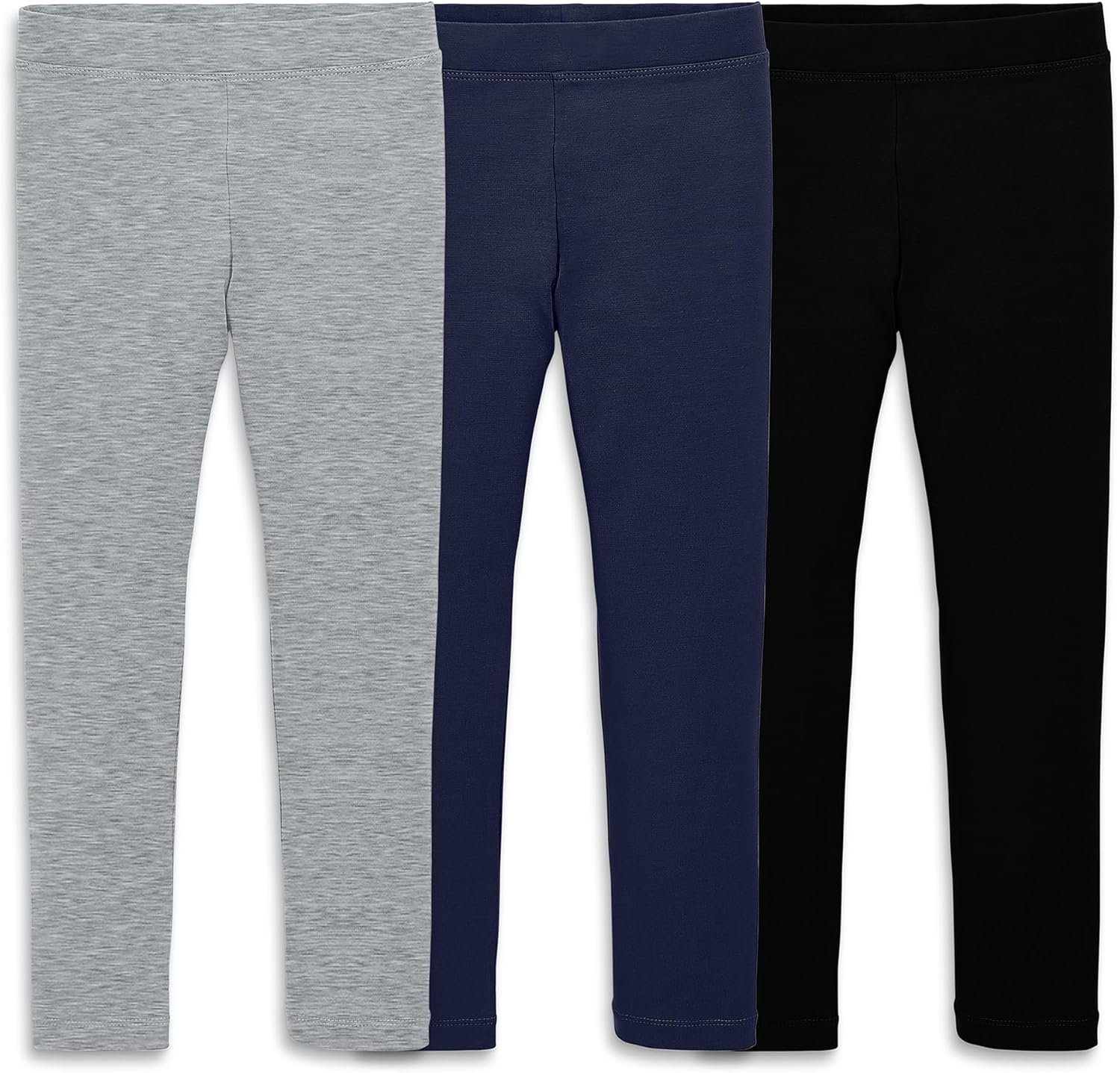 Primary Kids Legging 3-Pack – Soft Cotton Stretch Pants for Toddlers & Kids, Everyday Pull-On Leggings with No-Roll Waistband