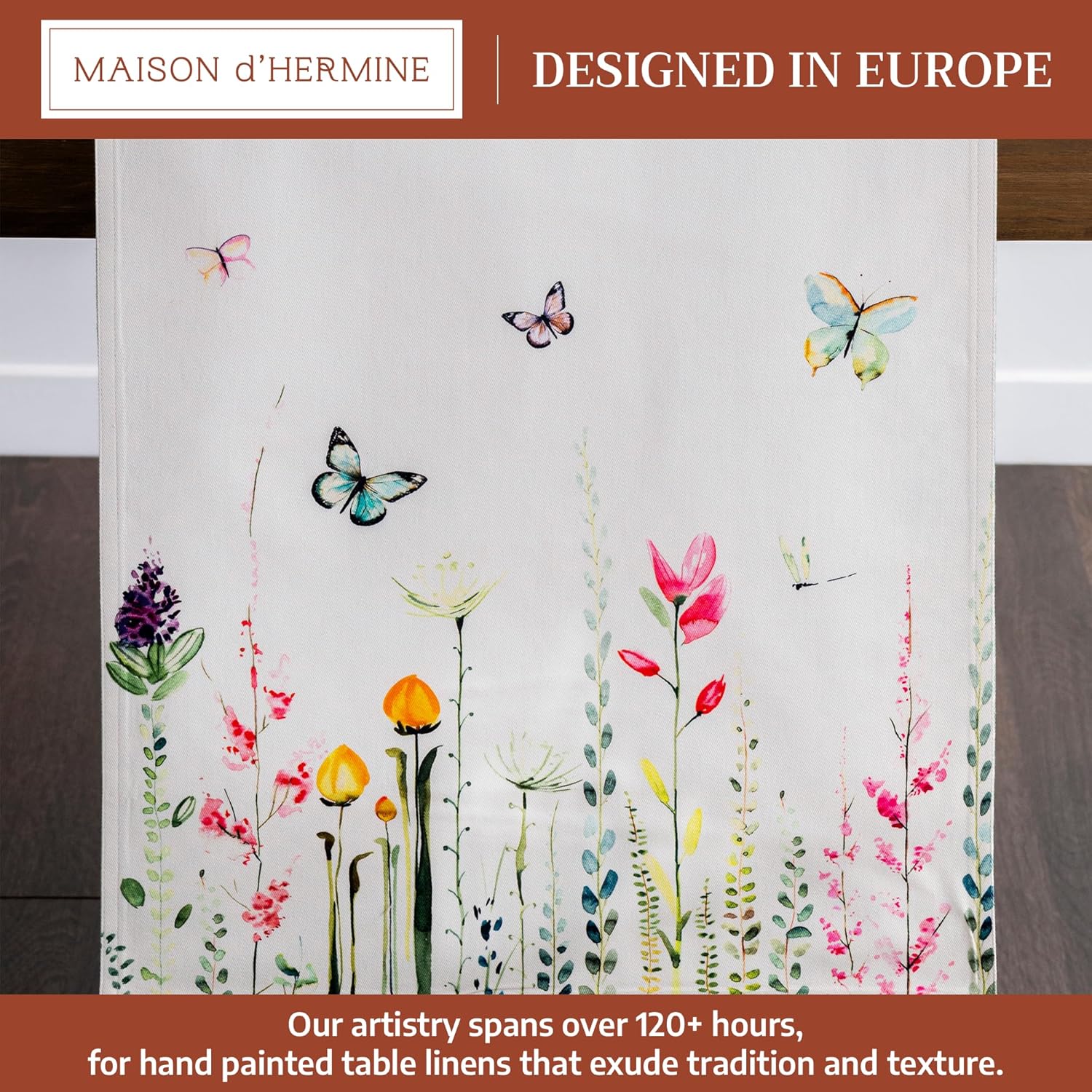 Maison d' Hermine Table Runner 100% Cotton Double Layer Table Runners 108 inches Long Decorative for Home Kitchen Dining Party Gifts for Mothers Day Spring Summer (Botanical Fresh)