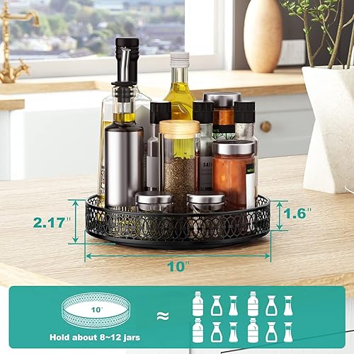 Miniatura 6 de Lazy Susan - Organizador Lazy Susan de 11 pulgadas para mesa de gabinete, organizador de tocadiscos Lazy Susan para especias con almohadilla