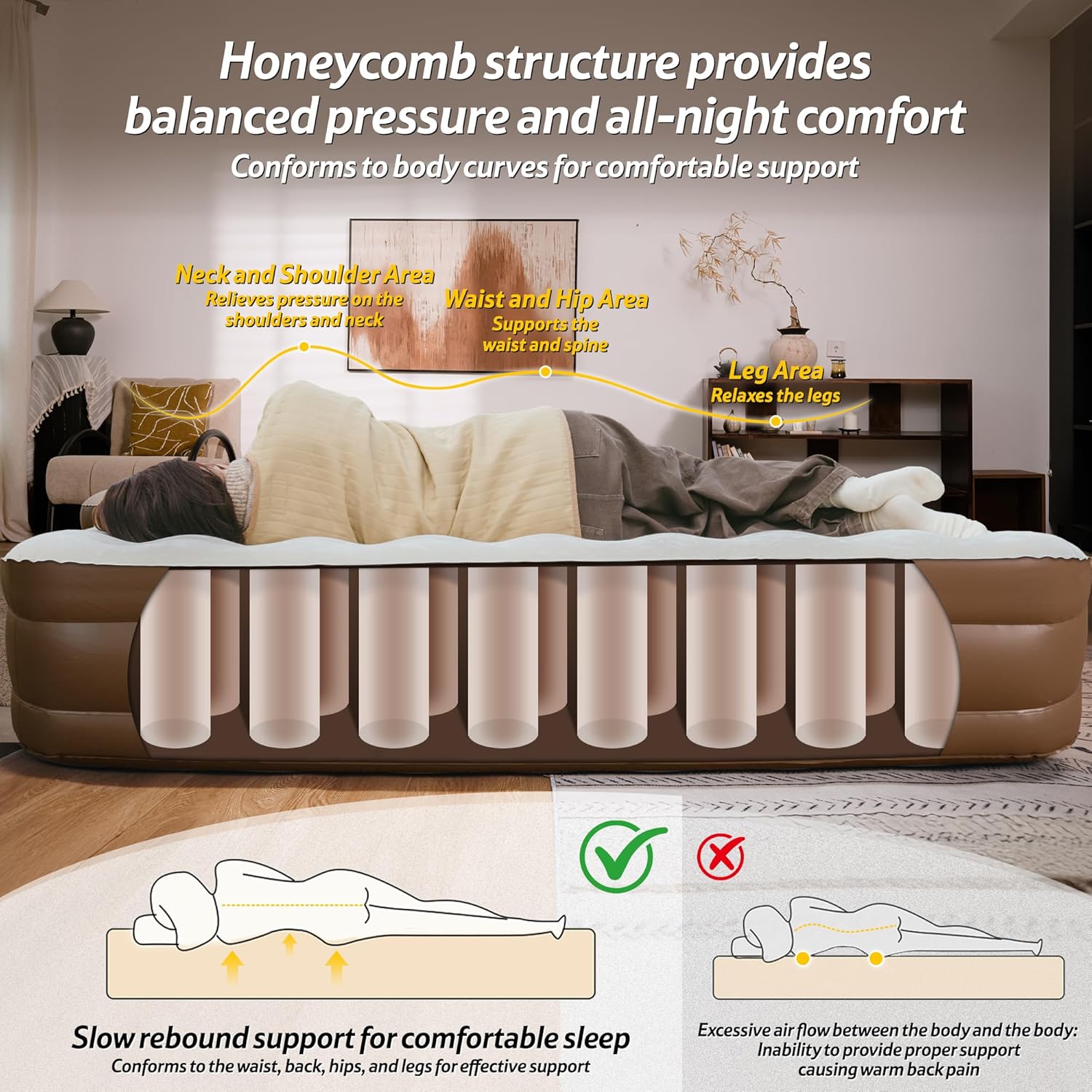 Compact King Air Mattress with Built in Pump, 18" Raised Upgraded One-Touch Luxury Inflatable Airbed, 993lbs Capacity, Portable Blow Up Mattress, Cordless Mattress for Home, Camping, Guests