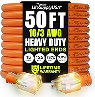 Vista 42 de Cable de extensión de 3 pies para interiores y exteriores 10/3 calibre Ultra resistente de 3 puntas SJTW, impermeable, cable de alimentación