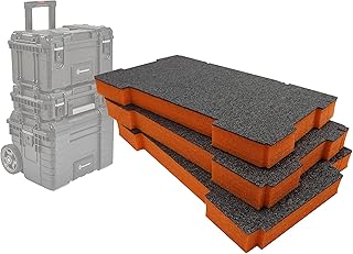 Shadow Foam Easy Peel – Foam Inserts for The Magnusson Site System – Full Stack [Orange 50mm Three Pack] Top, Middle and Cart Foam Inserts for Magnusson Toolbox System | Power Tool Storage
