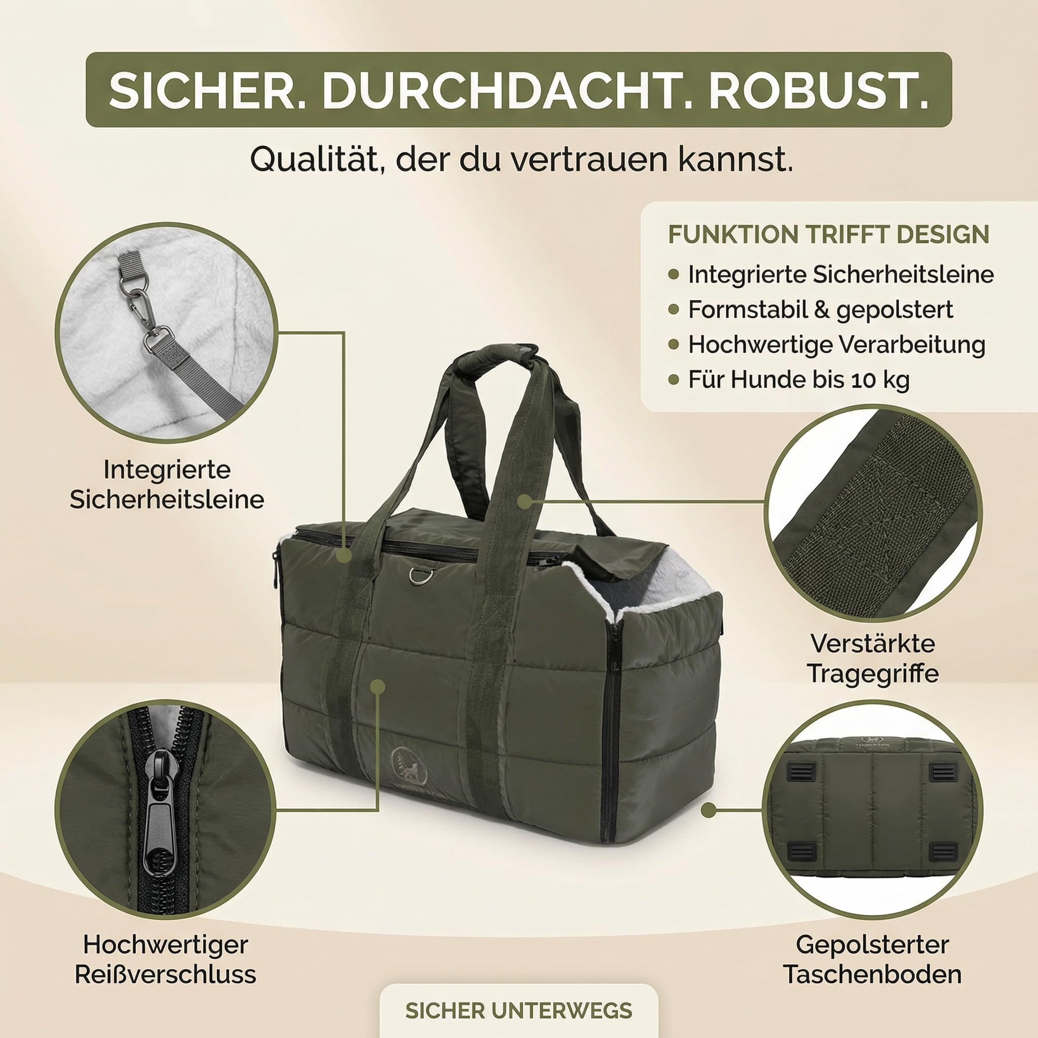 2-in-1 Hundetasche für kleine Hunde 10kg – Hundetragetasche & Reisedecke – Tragetasche für Welpen & Katzen mit Sicherheitsleine & weichem Thermofutter – Praktisch für Café, Auto & Reise