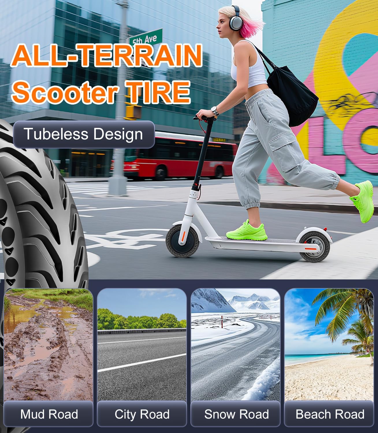 BANGTING 2 Pack Upgrade 50/75-6.1 Tubeless Scooter Tires, 8.5x2.0 Puncture-Proof Soild Tire, 8 1/2 x2 Replacement Airless Tyres for Gotrax GXL V2/XR/APEX, Hiboy S2, Xiaomi 3 Lite/3/Pro 2/1s/M365