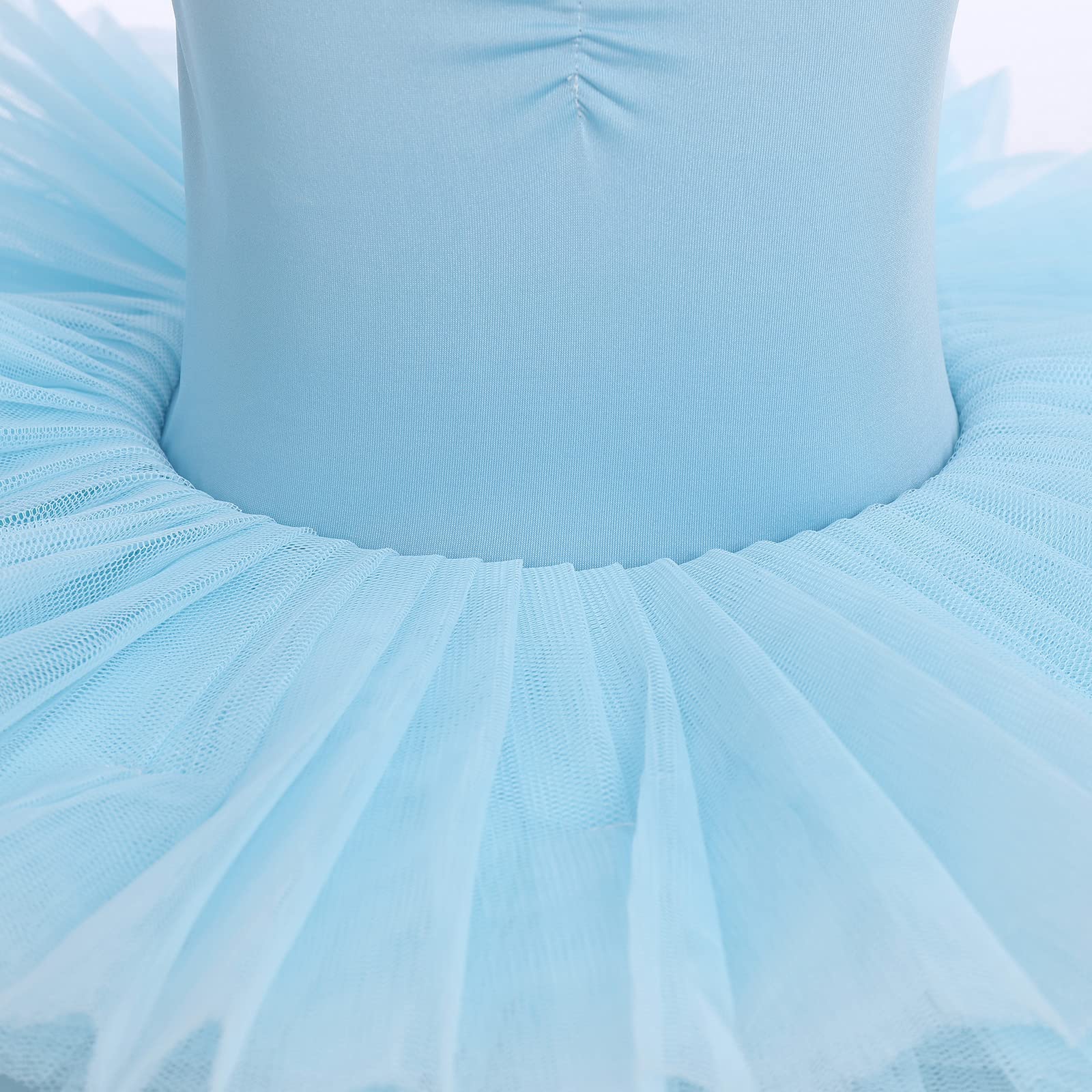 IBAKOM Swan Lake Robe tutu de danse sans manches avec col en V et bretelles spaghetti pour fille