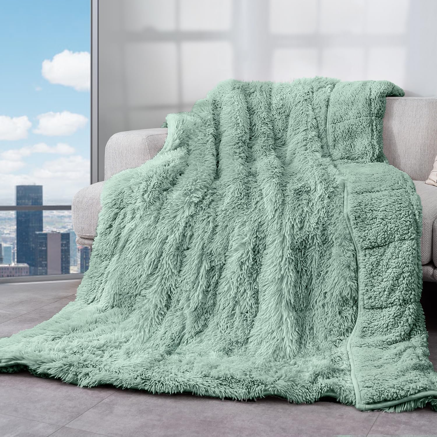Cottonblue Weighted Blanket 20lbs for Adults Queen Size 60x80in Soft Sherpa