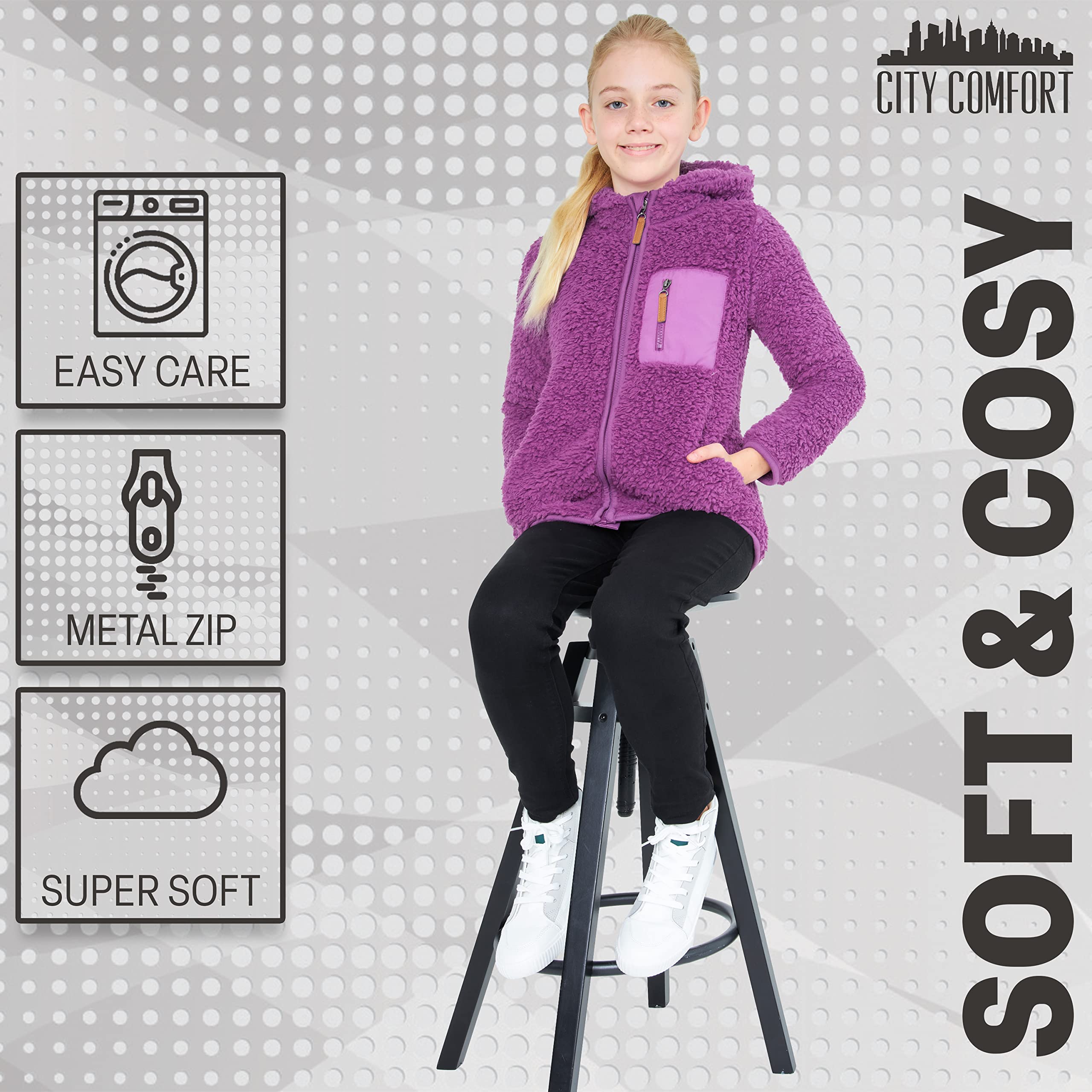CityComfort Sudadera Niña Cremallera Chaqueta Forro Polar 3-14 Años