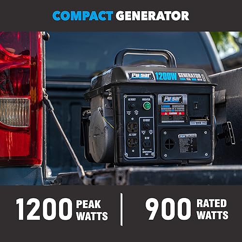 Miniatura 6 de Pulsar G1200SG Generador portátil a gas con asa de transporte 1200W negrogris