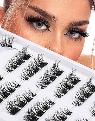 Extensiones de pestañas individuales de ojo de gato, pestañas naturales en racimo de 0.354-0.591 in, extensión de pestañas para bricolaje, rizo C, 7
