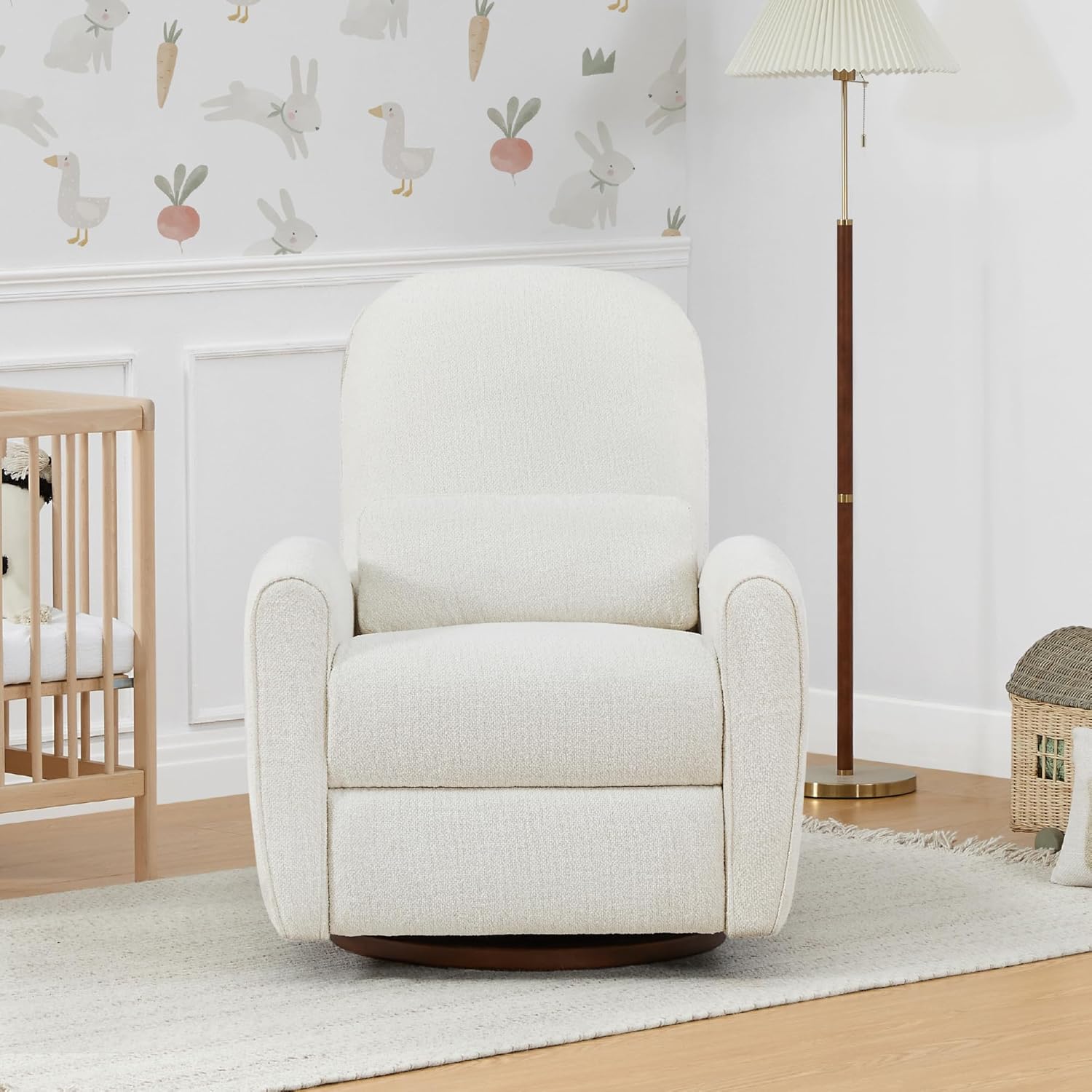 Watson & Whitely Power Recliner Chairs, Swivel Recliner Nursery Glider Rocking Chair with Pillow Lumbar Support & FSC-Certified Solid Wood Base for Living Room, Cream