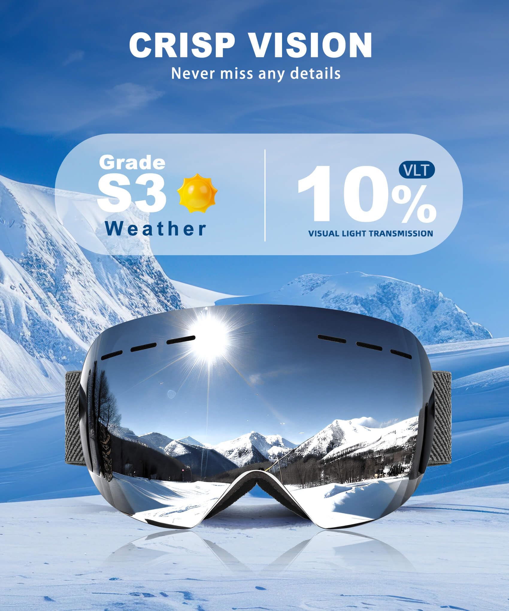 Confezione da 2 occhiali da sci per uomo e donna, occhiali da neve antinebbia, occhiali da snowboard con protezione UV al 100%