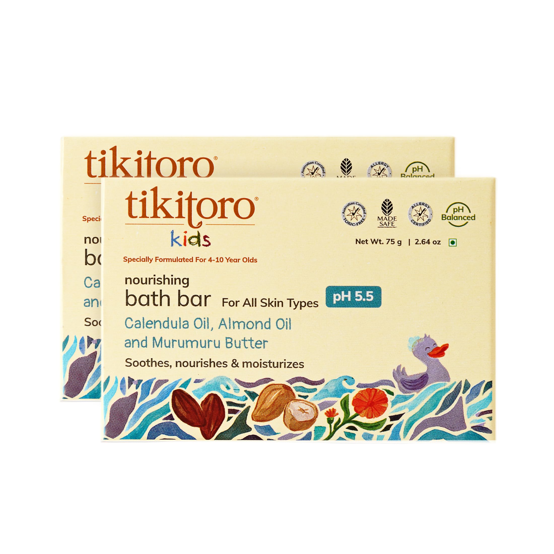 Tikitoro Kids Nourishing Bath Bar | Pediatrician Approved | Murumuru Butter Soap | Soothes, Nourishes and Moisturizes Skin | All Skin Types | Vegan | No Parabens & Sulphates (4-10 Years) (2 x 75g)-picture-49