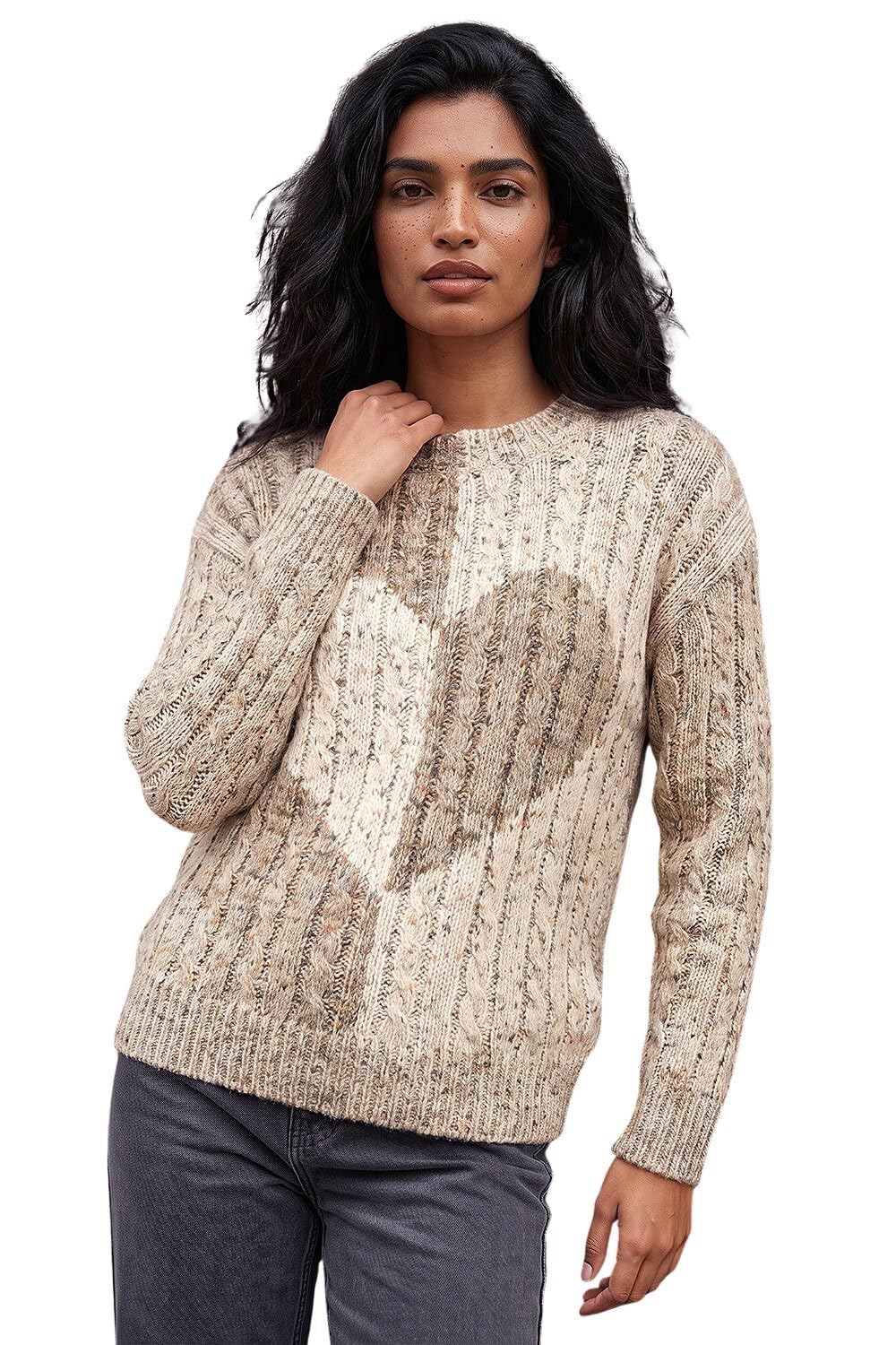 Roman Women's Ivory Colour Block Heart Knit Jumper In | Size: 20