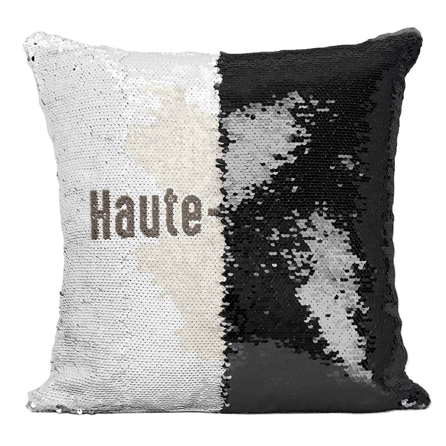 Coussin paillettes noir avec carte ancienne de Chaumont cadeau Haute-Marne idéal