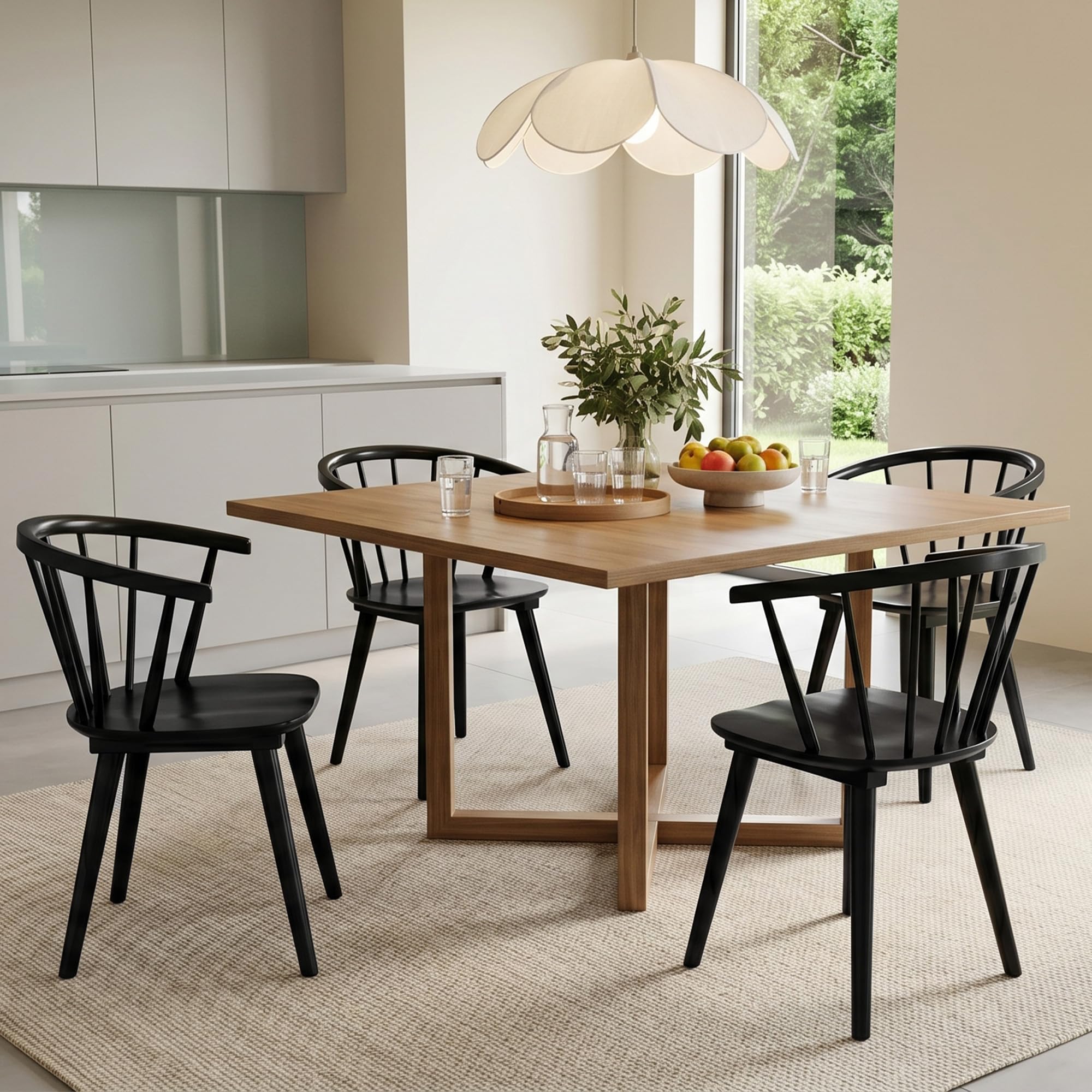 DUHOME Wooden Black Dining Chairs Set of 4, Windsor Dining Room