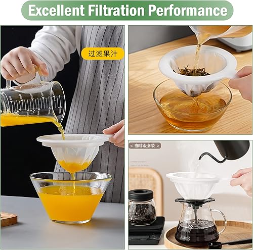 Miniatura 3 de 2 filtros de malla fina de malla 450 con material de polipropileno, mango antideslizante, antideslizante, tamiz seguro y duradero para cocina, té,