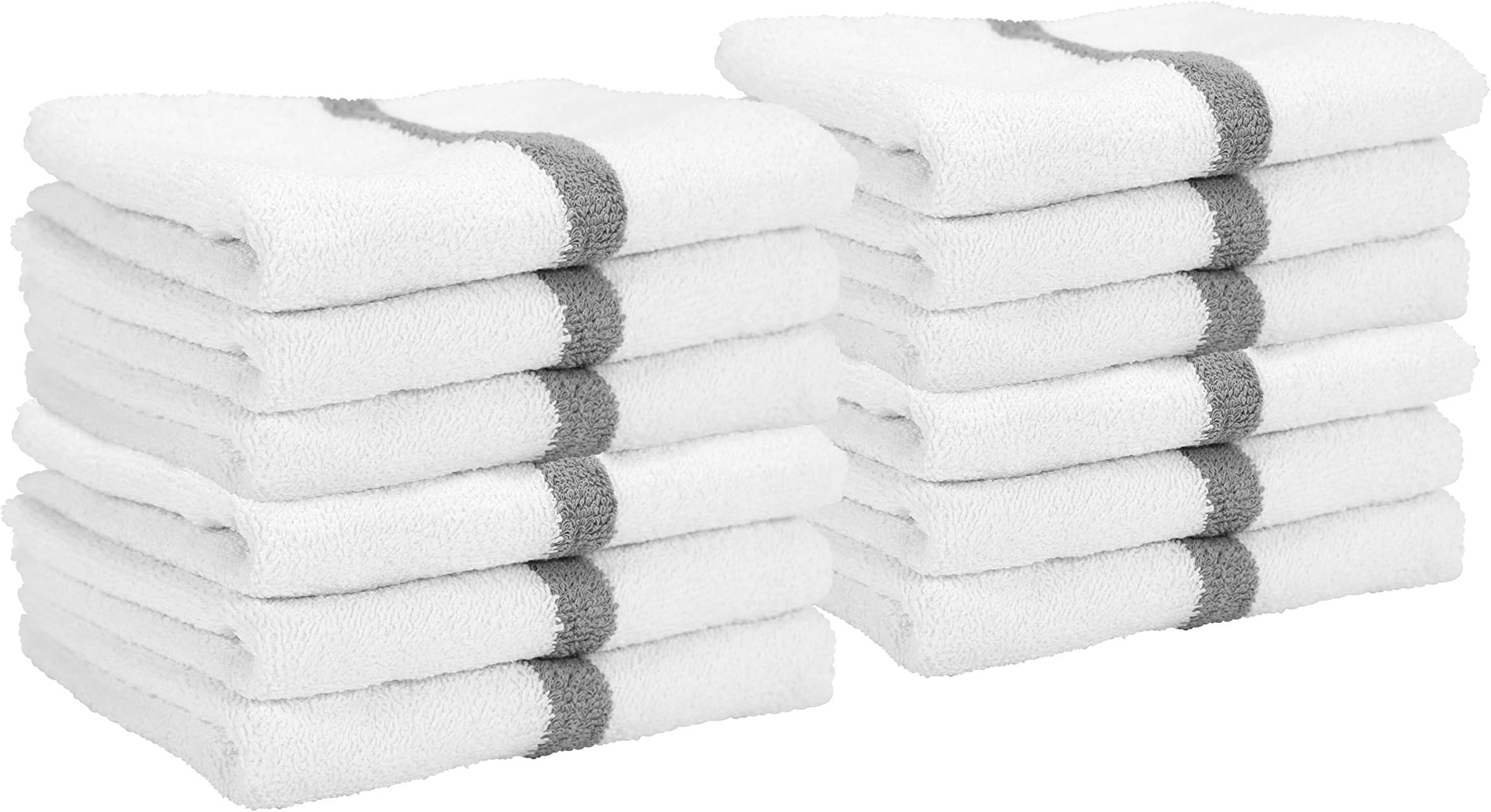 - Arkwright White Hand Gym Towels - Pack of 12 - Bulk 100% Cotton Soft Quick Dry Sweat Absorbent Hotel Quality Towels for Workout, Bathroom, Spa, Pool, 16 x 27 in, Grey