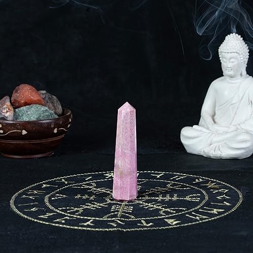 Miniatura 6 de Varita grande de torre de cristal, puntos de cristal de rodonita, obelisco, octágono, 8 piedras preciosas facetadas, puntiagudas para reiki,