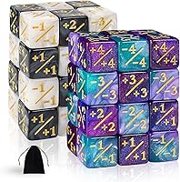 Vista 10 de Juego de 48 dados MTG para contadores de fichas, Magic The Gathering Glitter Sparkle, Loyalty Starry Marble D6 Cube compatible con MTG, CCG, Negro