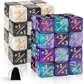 48 Pieces MTG Dice Counters Token Dice, Magic The Gathering Glitter Sparkle Dice, Loyalty Dice Starry Marble D6 Dice Cube Compatible with MTG, CCG, Card Gaming Accessory (Type 7)
