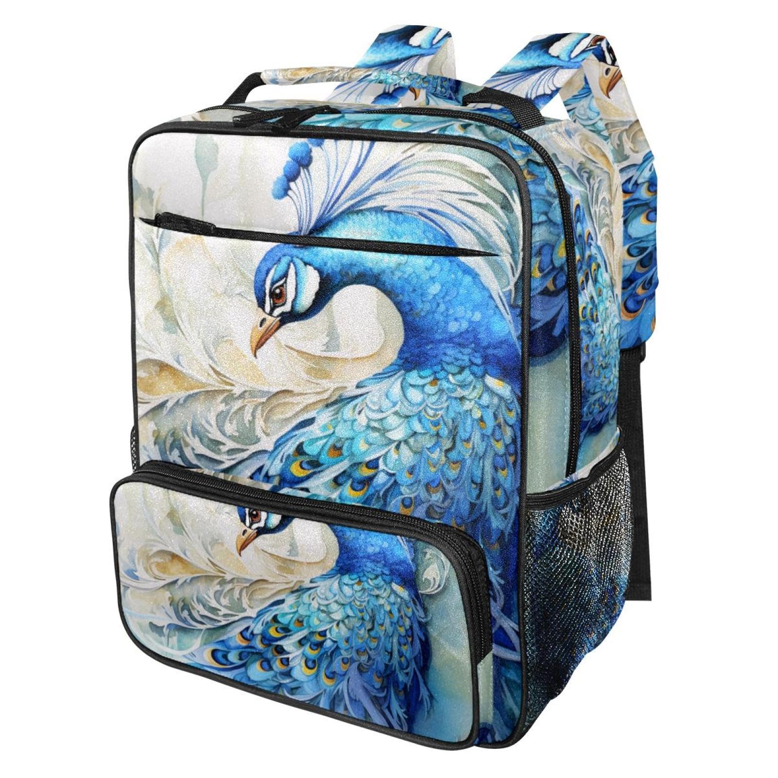 Sacs à dos de voyage petit format paon bleu imprimé artistique - 8