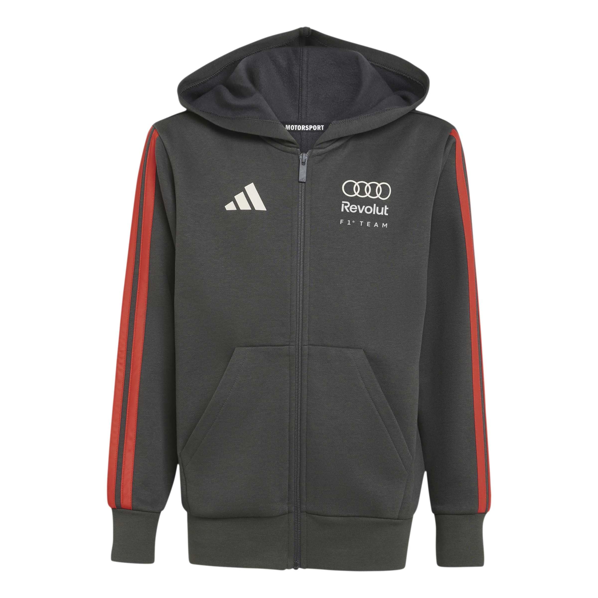 adidas Unisex Kids AUDI FORMULA ONE TEAM DNA FULL ZIP HOODIE YOUTH, utility black, 15-16 Years