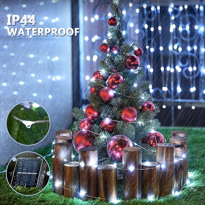 JMEXSUSS 2 Pack Luces Solares de Cadena LED Blancas 33FT (x2) miniatura 8