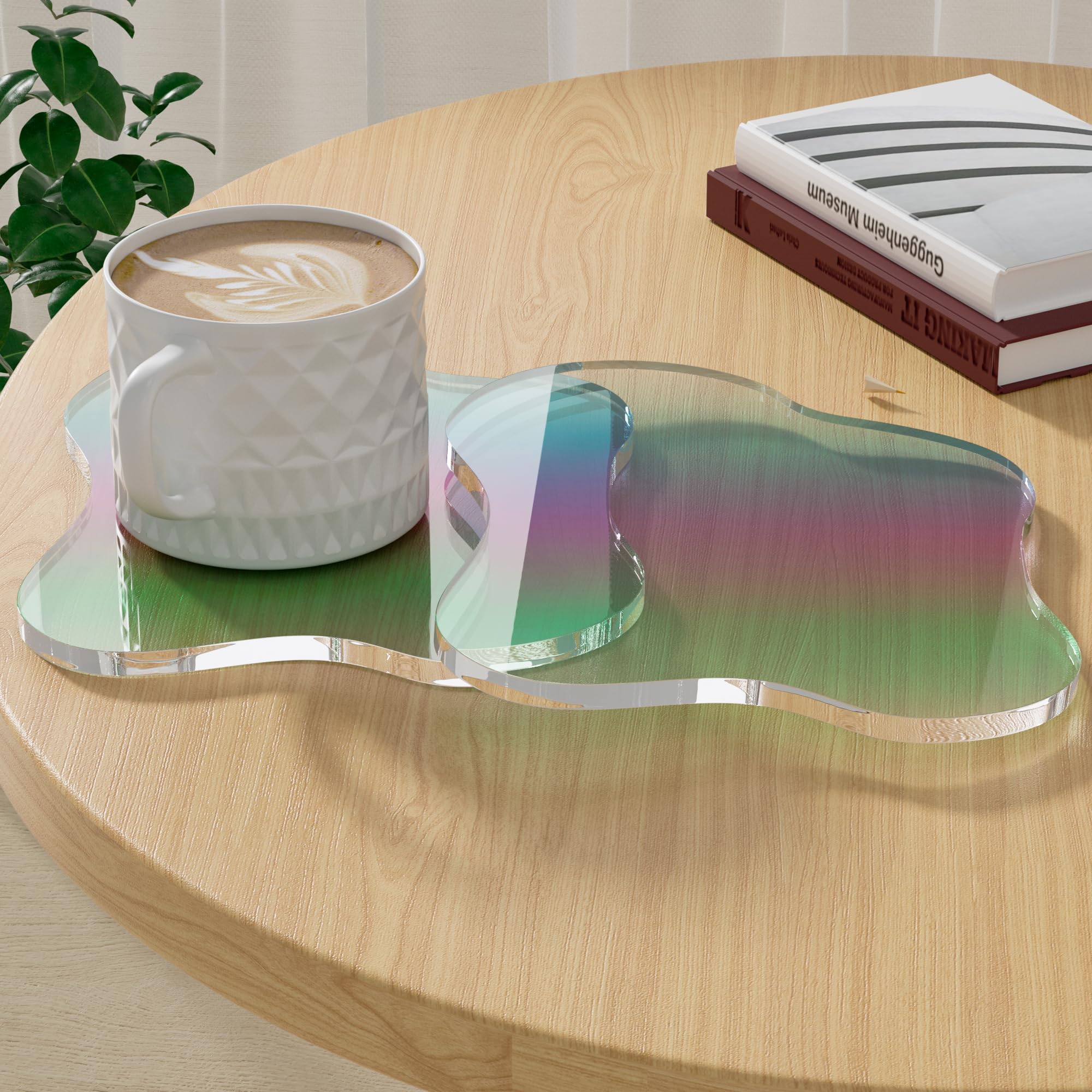 Acrylic 2Pcs/Set Coaster Decorative Plates, Irregular Bar Drink Coaster, Clear Cloud Shape Coffee Cup Coaster, Perfect for Tabletop Protection and Accessories Display.(Iridescent)