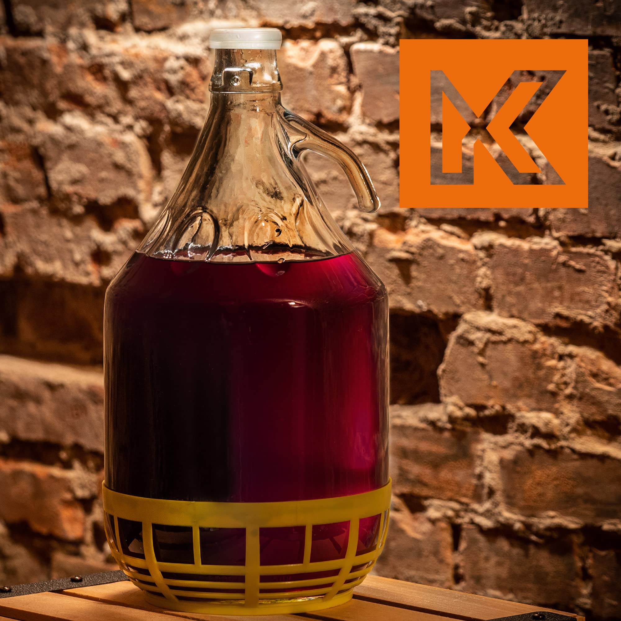 KADAX, barril de vidrio para vino, barril de vidrio para vino, para de botella de estribo con cesta, recipiente de fermentación para juego de barriles de fermentación