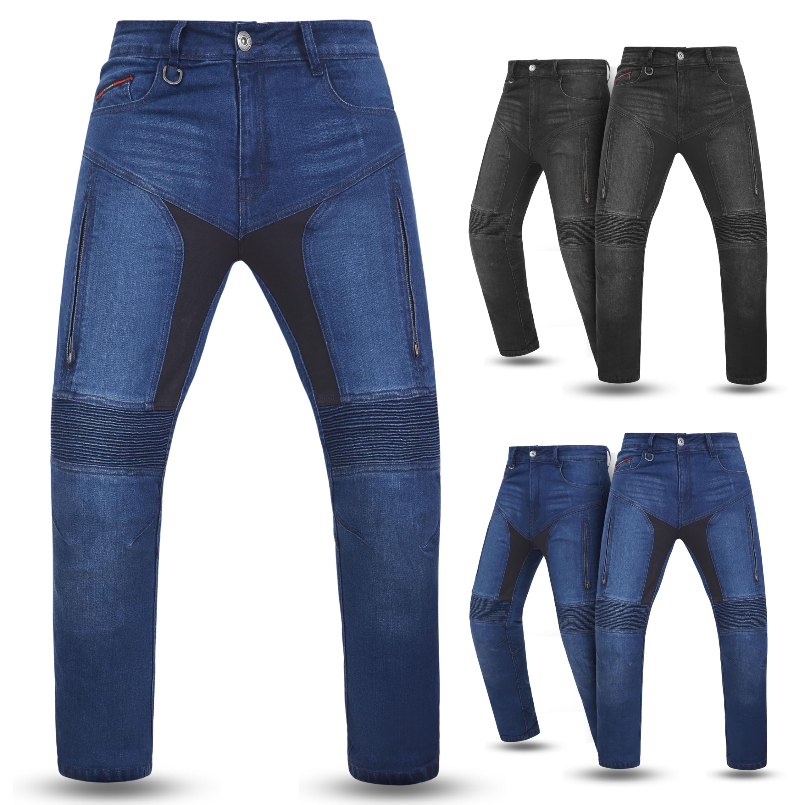 Tornado Hector Motorcycle Jeans – CE Approved AA Rated – Level 2 Armoured – Stretch Denim with Air Vents & Reinforced Panels (UK, Waist & Inseam, 30, 32, Blue)