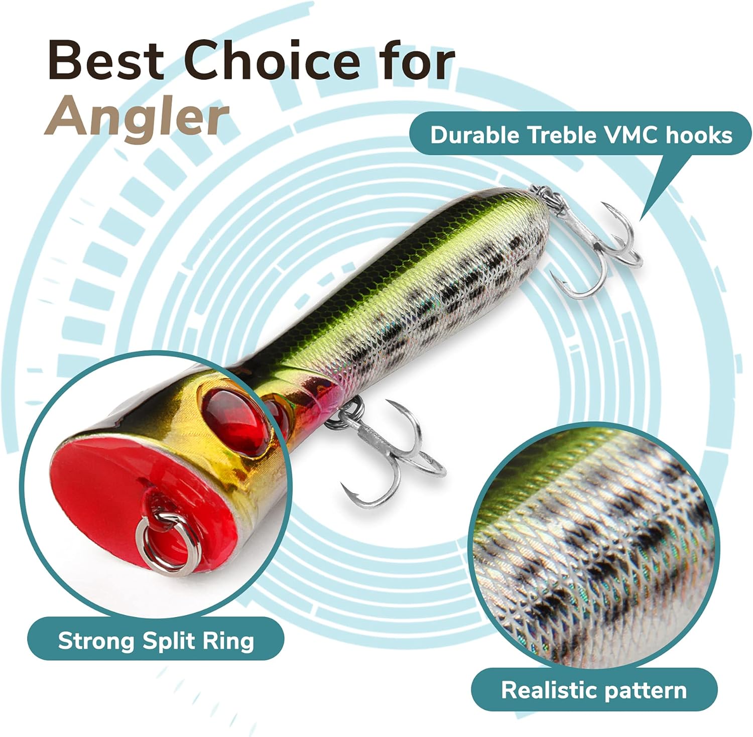Topwater Pencil Popper Lures Swimbaits Floating Hard Lures for Bass Trout Walleye Redfish Floating Pencil Popper Lures