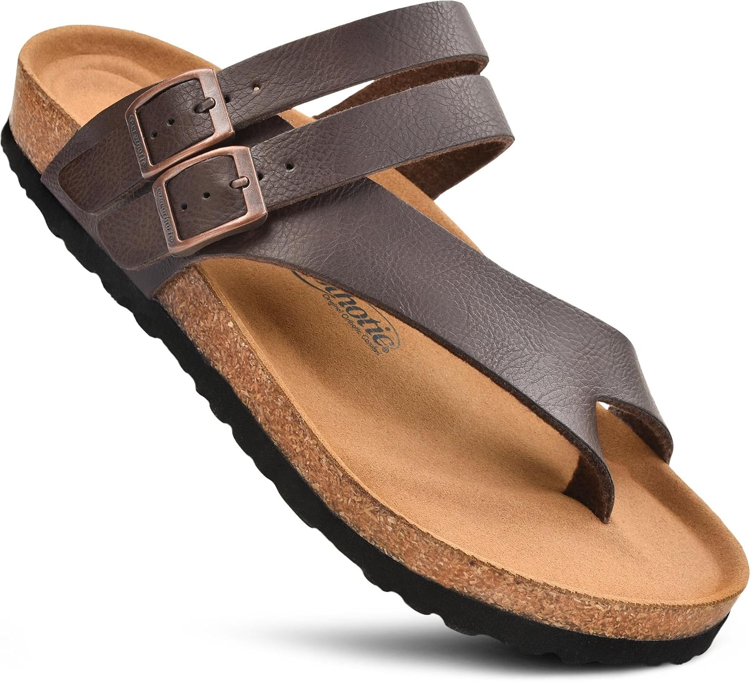 AEROTHOTIC Recovery Slides for Women Comfortable Memory Foam Cork Footbed Cute Faux Leather Adjustable Buckle Straps Walking Travel Outdoor women sandals