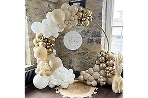 Neutral Baby Shower Decorations Kit: 162-Piece White and Gold Balloon Arch Backdrop