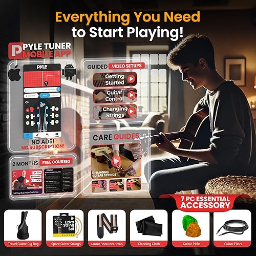 Miniatura 2 de Pyle Cutaway - Kit de guitarra eléctrica acústica y amplificador, cuerpo de madera de abeto de tamaño completo 4/4 con amplificador de 10 W, bolsa