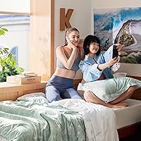 Vista 200 de Bedsure Juego de edredón de tamaño Queen, color lavanda, lindo, floral, regalo para mujer, 3 piezas, 1 suave edredón reversible con flores y 2