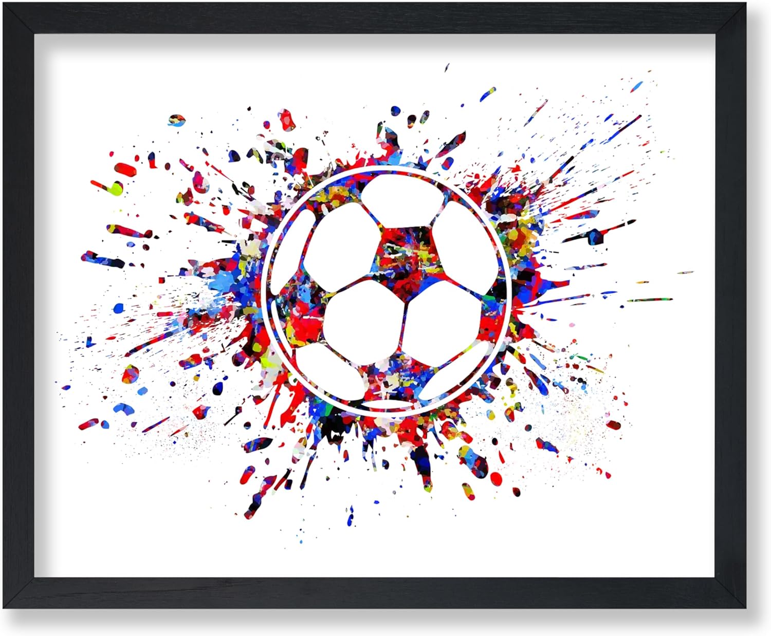 Poster Master Sports Poster - Mountain Biking Print - Cyclist Art - Silhouette Design - Abstract Painting - Watercolor Artwork - Physical Education Design - Gym or Office Decor - 8x10 White Framed