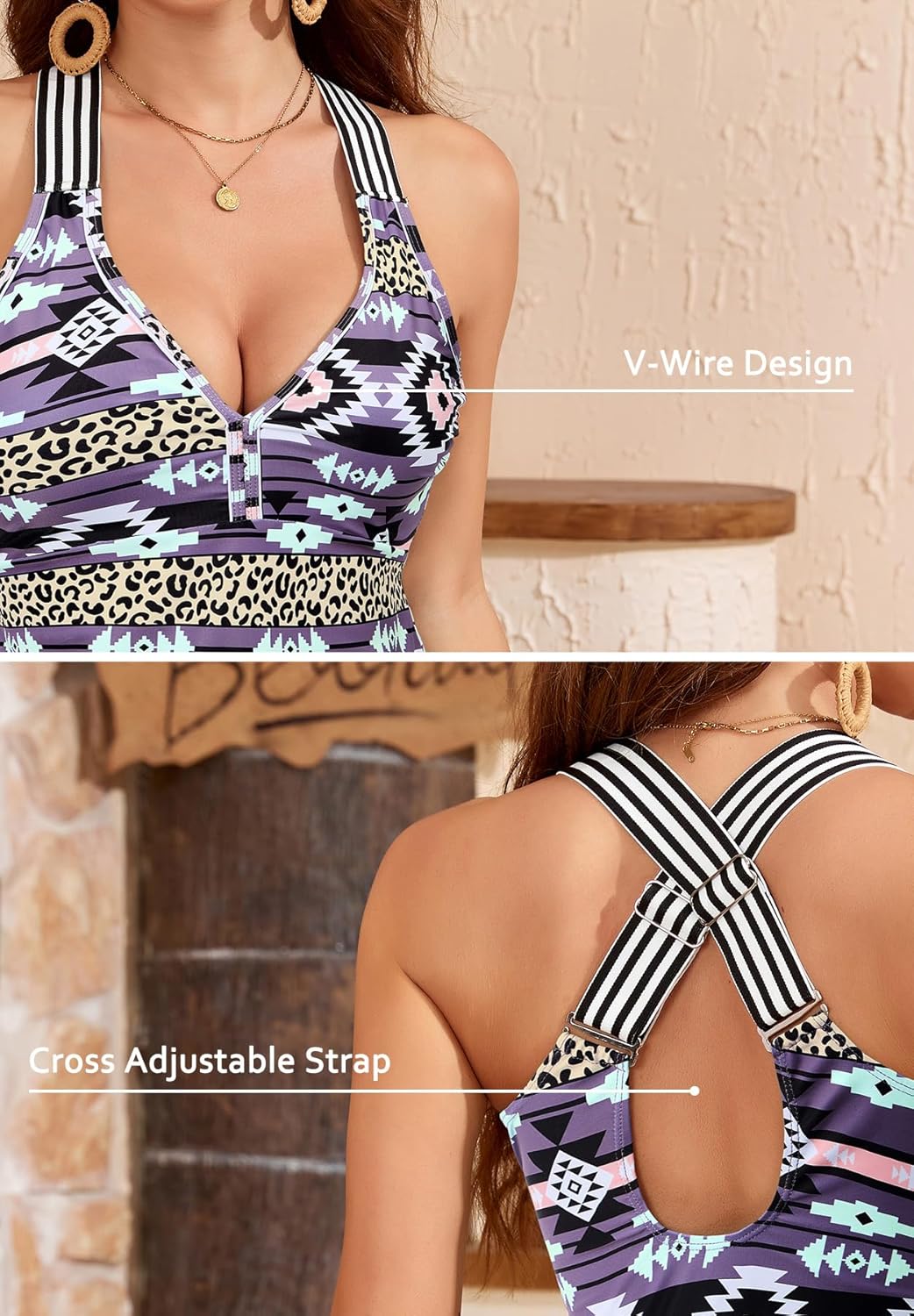 Zando Tankinis Swim Suits for Women 2025 Sporty Pockets Bathing Suit Two Piece Tummy Control Swimsuit Top with Shorts - Image 2