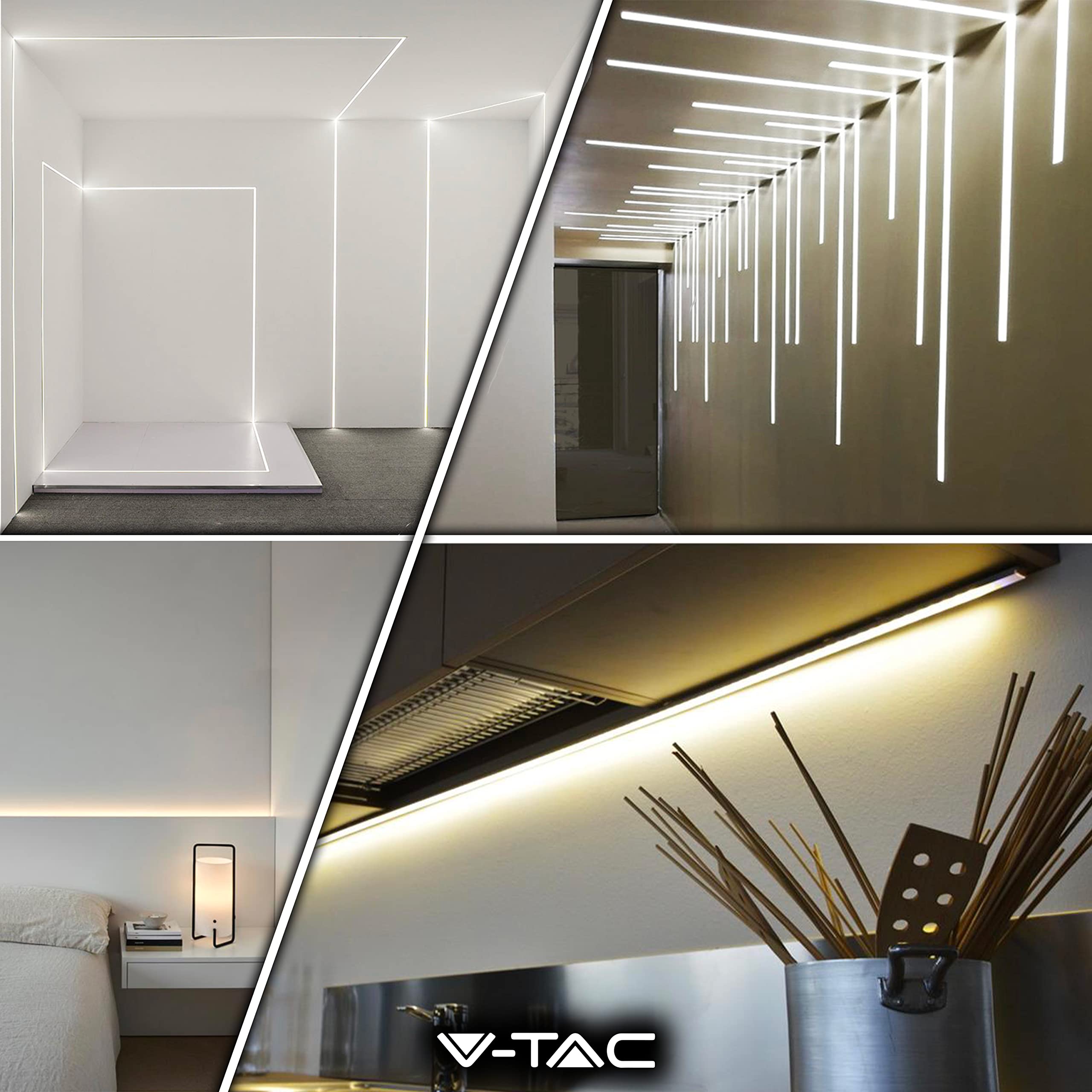 V-TAC 100 Profili Angolari da 2 METRI per Strisce Led - (200 Metri Totali) - Profili per Strisce LED in Alluminio con Copertura Opaca - Colore Argento - Angoli 21,3 x 15,8mm