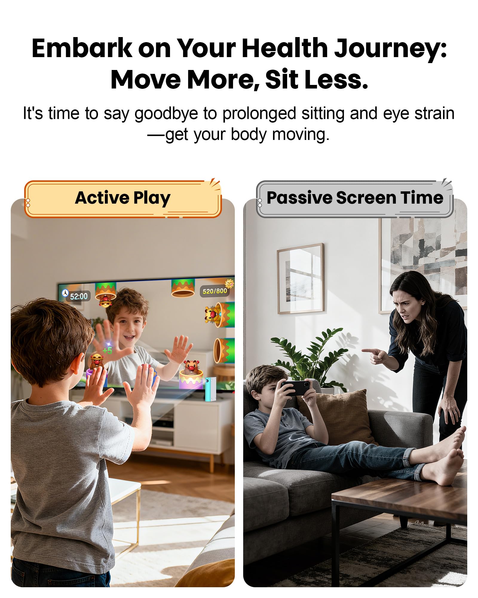 AR Motion Game Console for Kids: Plug and Play TV Video Game System for Indoor Physical Play Interactive Family Fun Game Nights Parties Playtime - Great Gift for Boys Girls (Green&White)