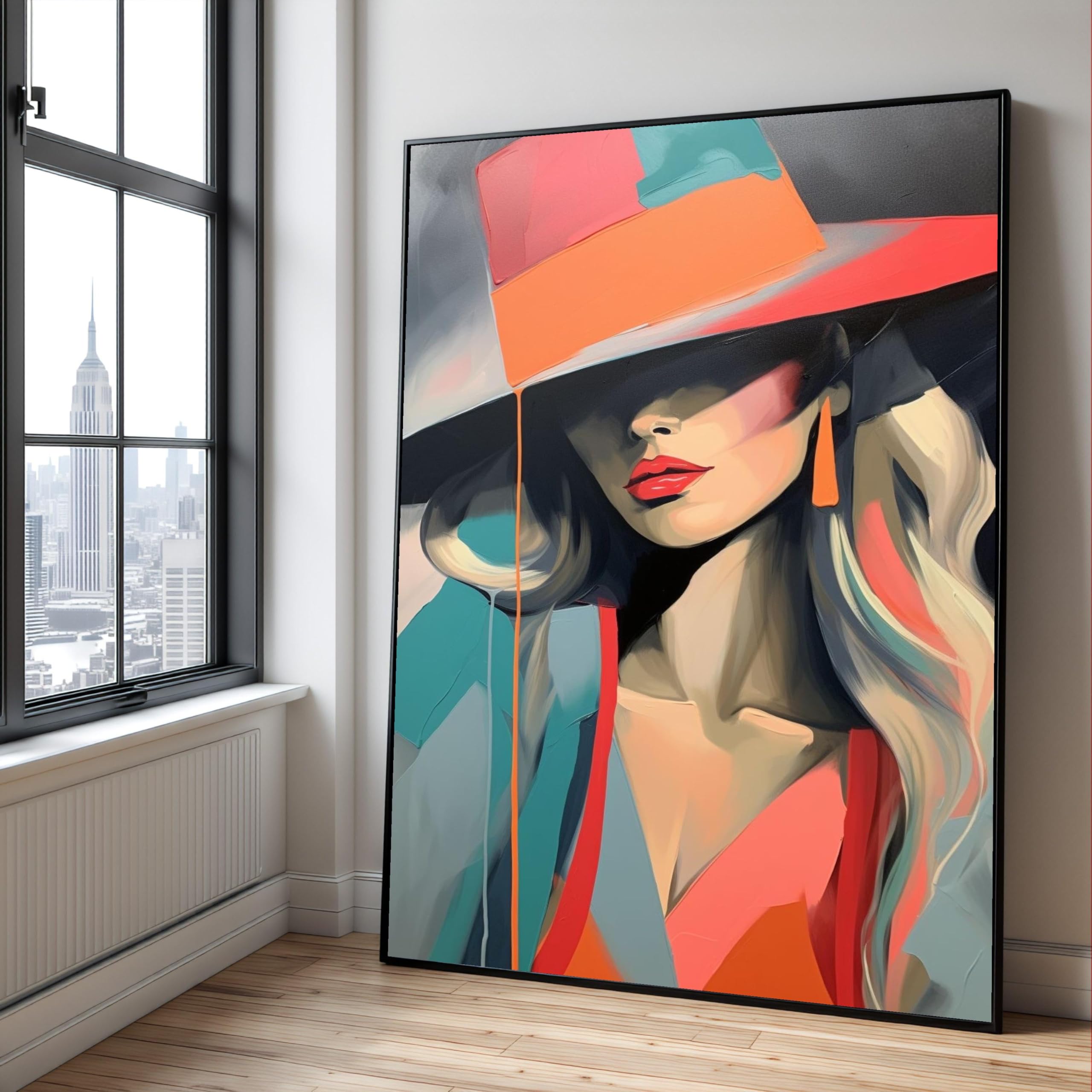 Toile portrait femme moderne art abstrait 40x60cm decoration - 8